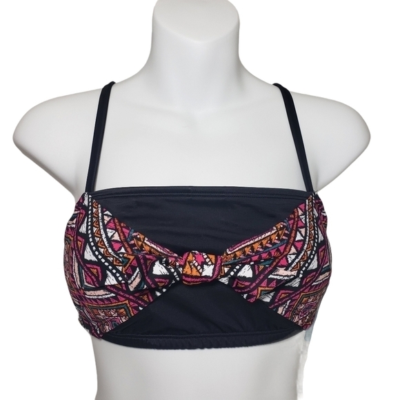 Beach Betty Multi-Color Black Geometric Bikini Top - Picture 2 of 5
